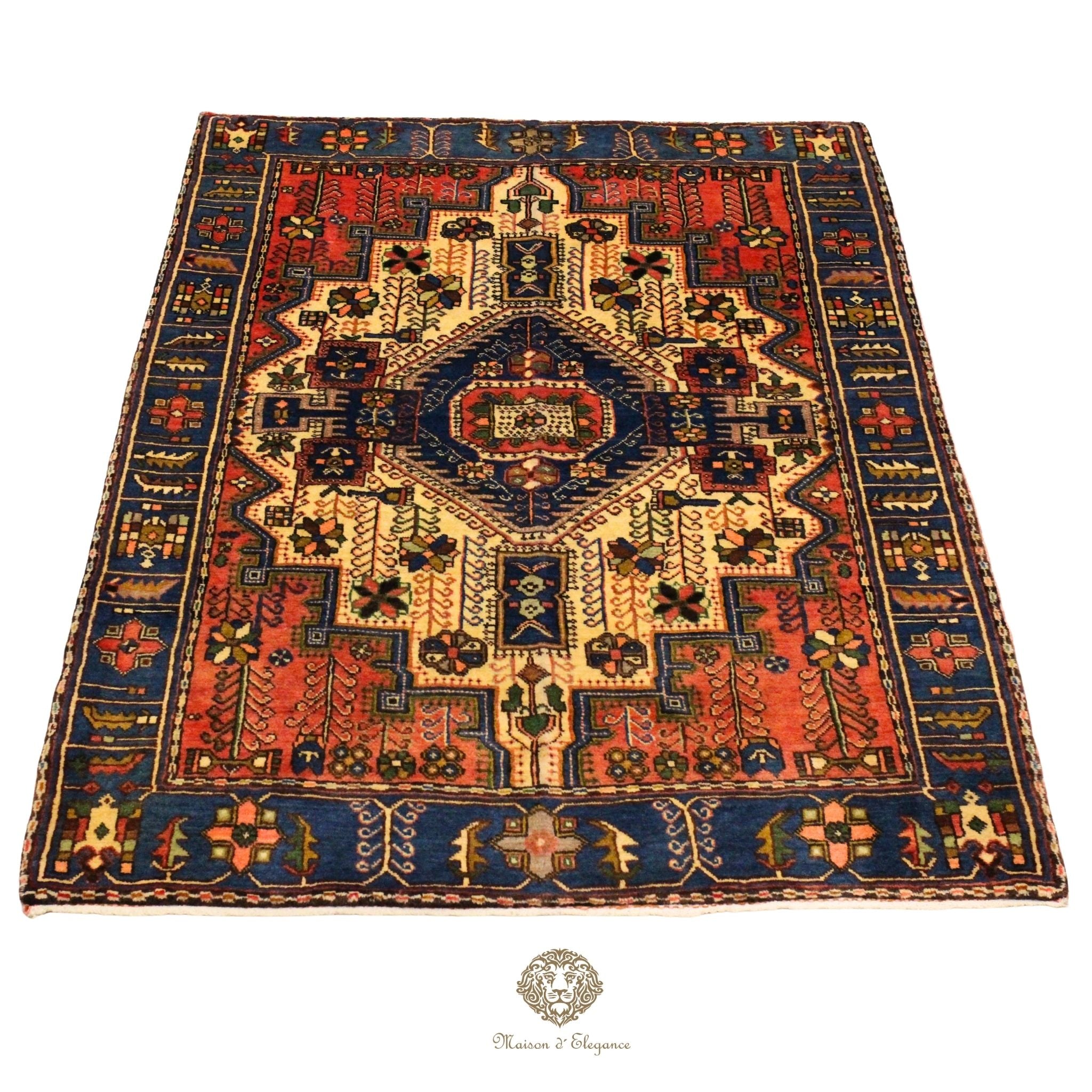 Alfombra Hamedan Lana Centro Geométrico Persa Tradicional 206 x 140 cm