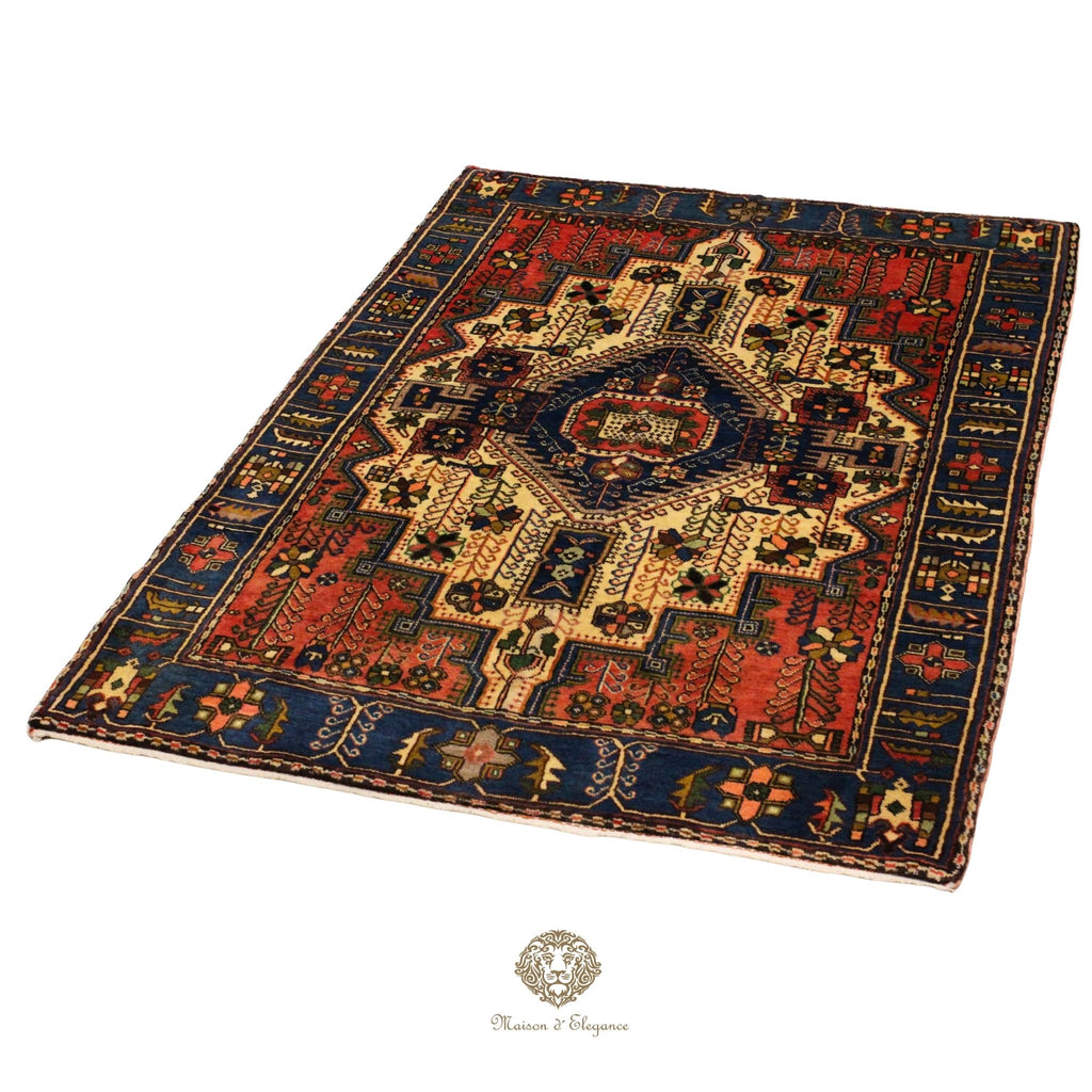 Alfombra Hamedan Lana Centro Geométrico Persa Tradicional 206 x 140 cm