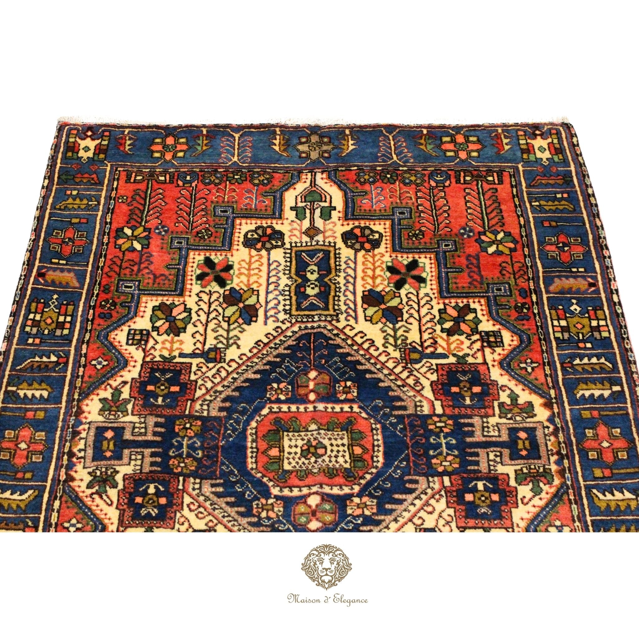 Alfombra Hamedan Lana Centro Geométrico Persa Tradicional 206 x 140 cm