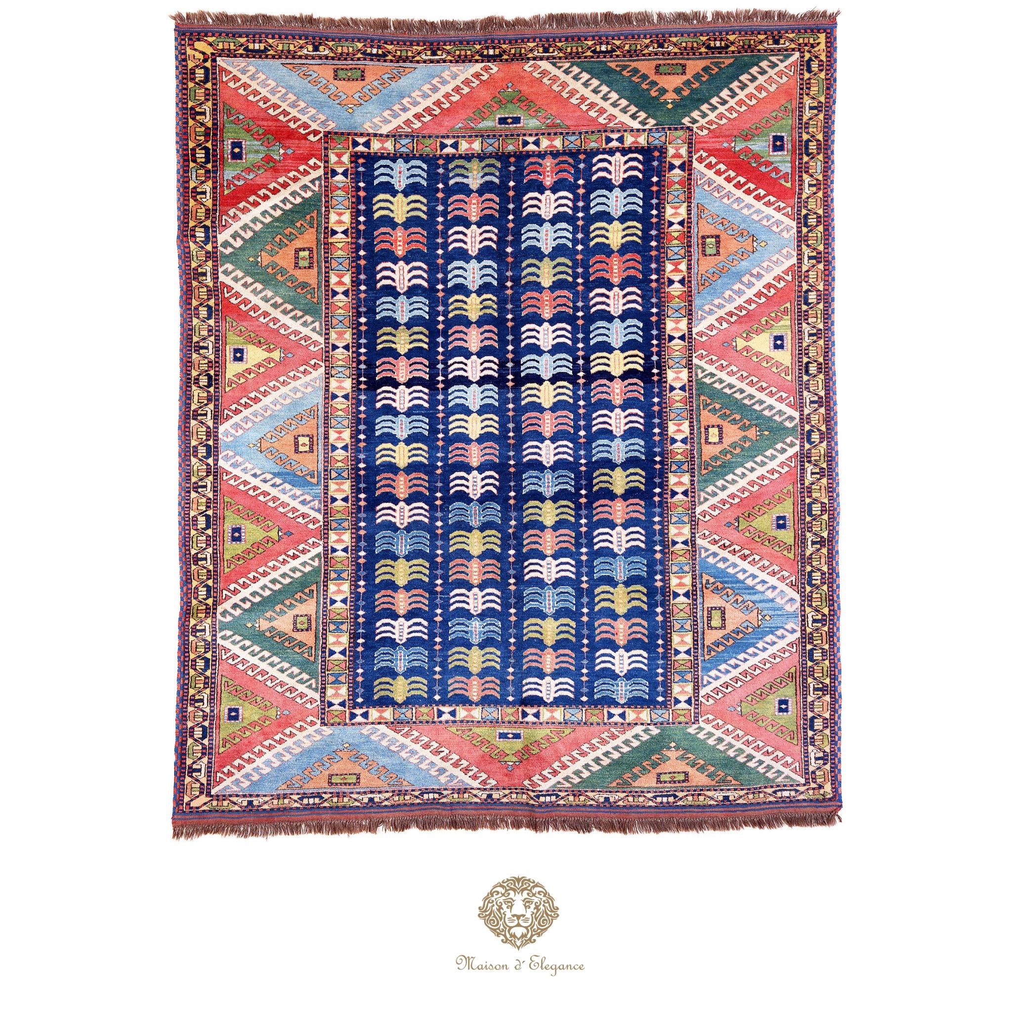 Alfombra Kazak Tribal Lana Fina - Diseño Geométrico 219 x 180 cm