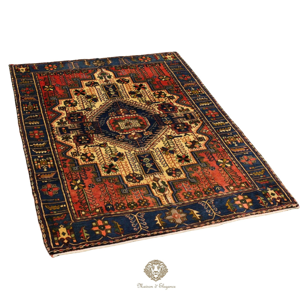 Alfombra Hamedan Lana Centro Geométrico Persa Tradicional 206 x 140 cm