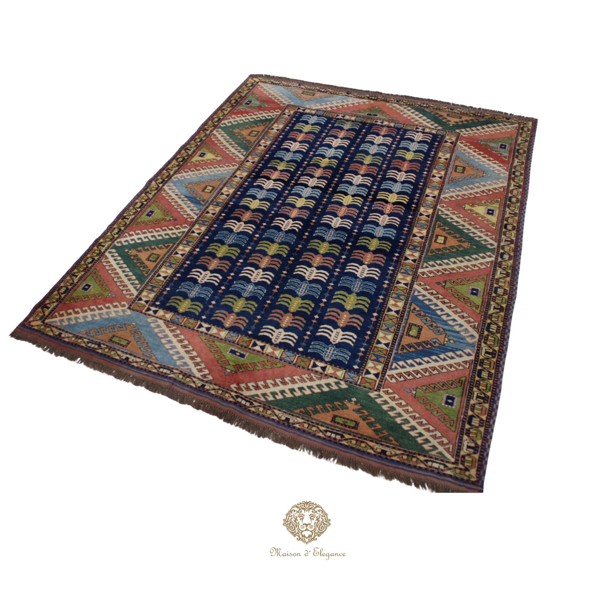 Alfombra Kazak Tribal Lana Fina - Diseño Geométrico 219 x 180 cm