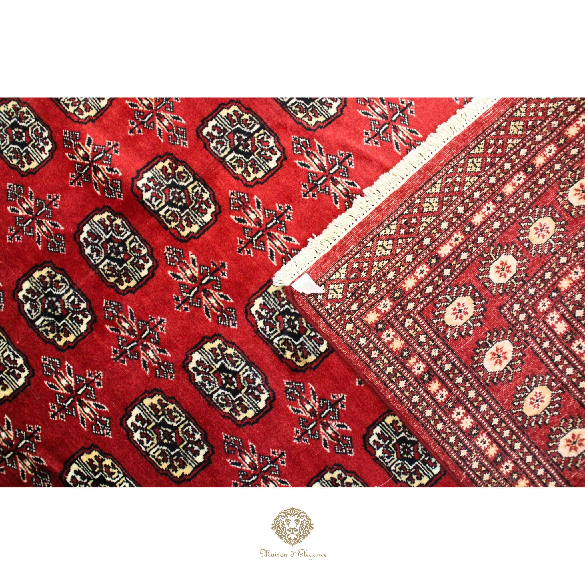 Alfombra Bukhara Lana Pata de Elefante Bordó Tradicional 258 x 199 cm