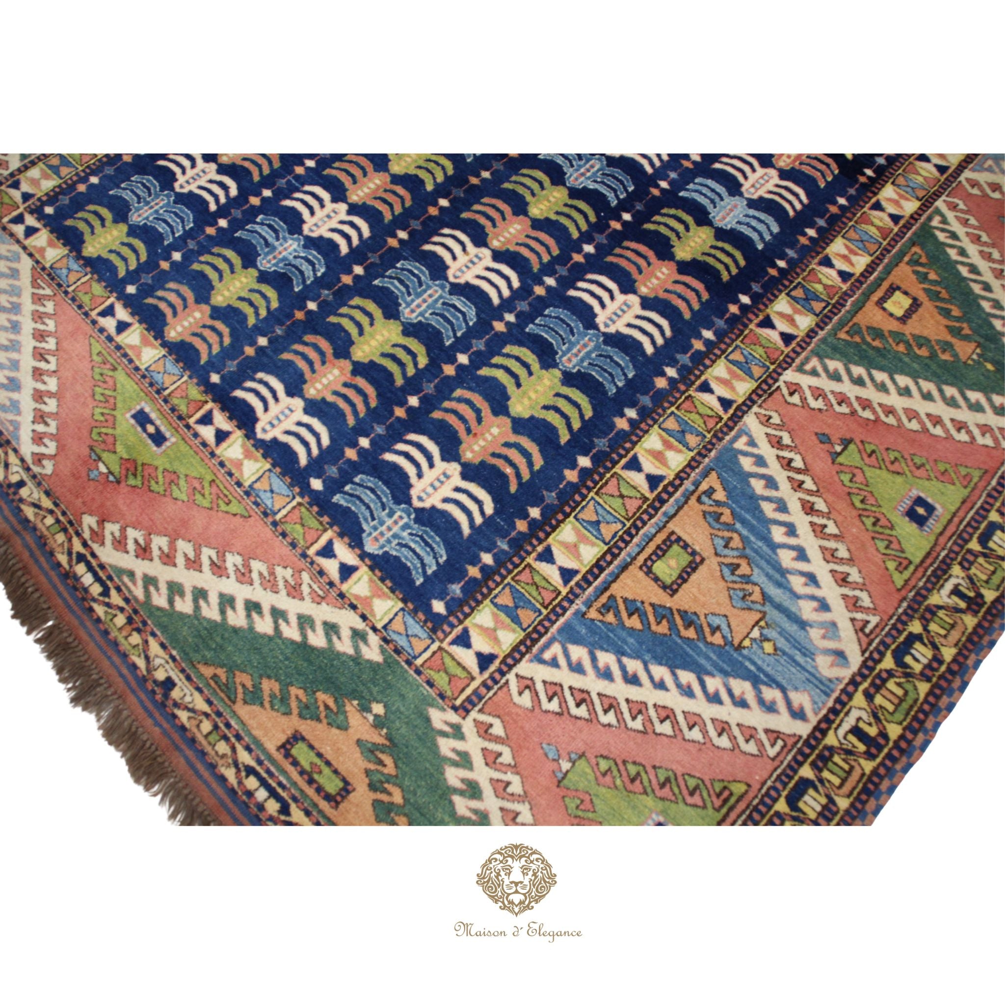 Alfombra Kazak Tribal Lana Fina - Diseño Geométrico 219 x 180 cm