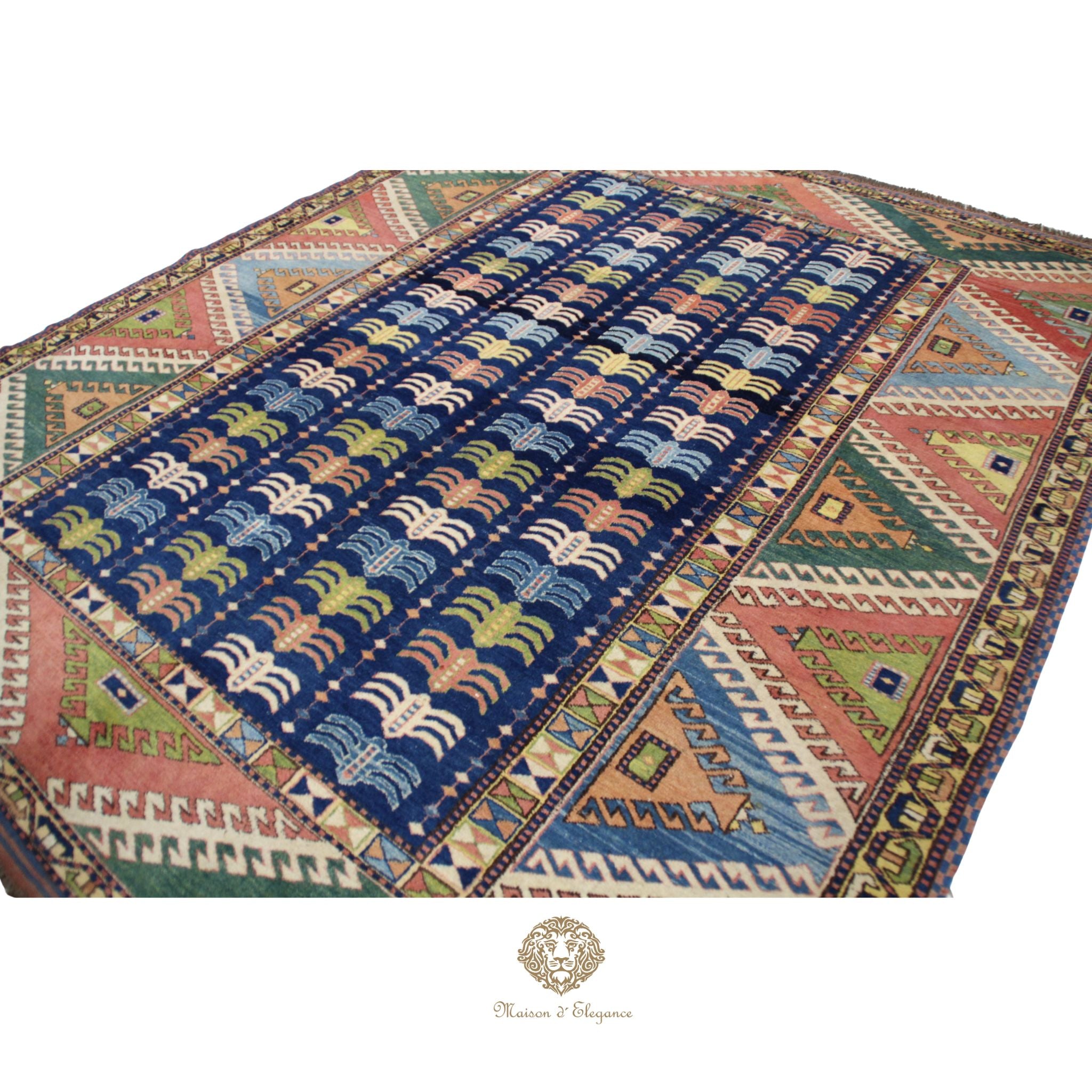 Alfombra Kazak Tribal Lana Fina - Diseño Geométrico 219 x 180 cm