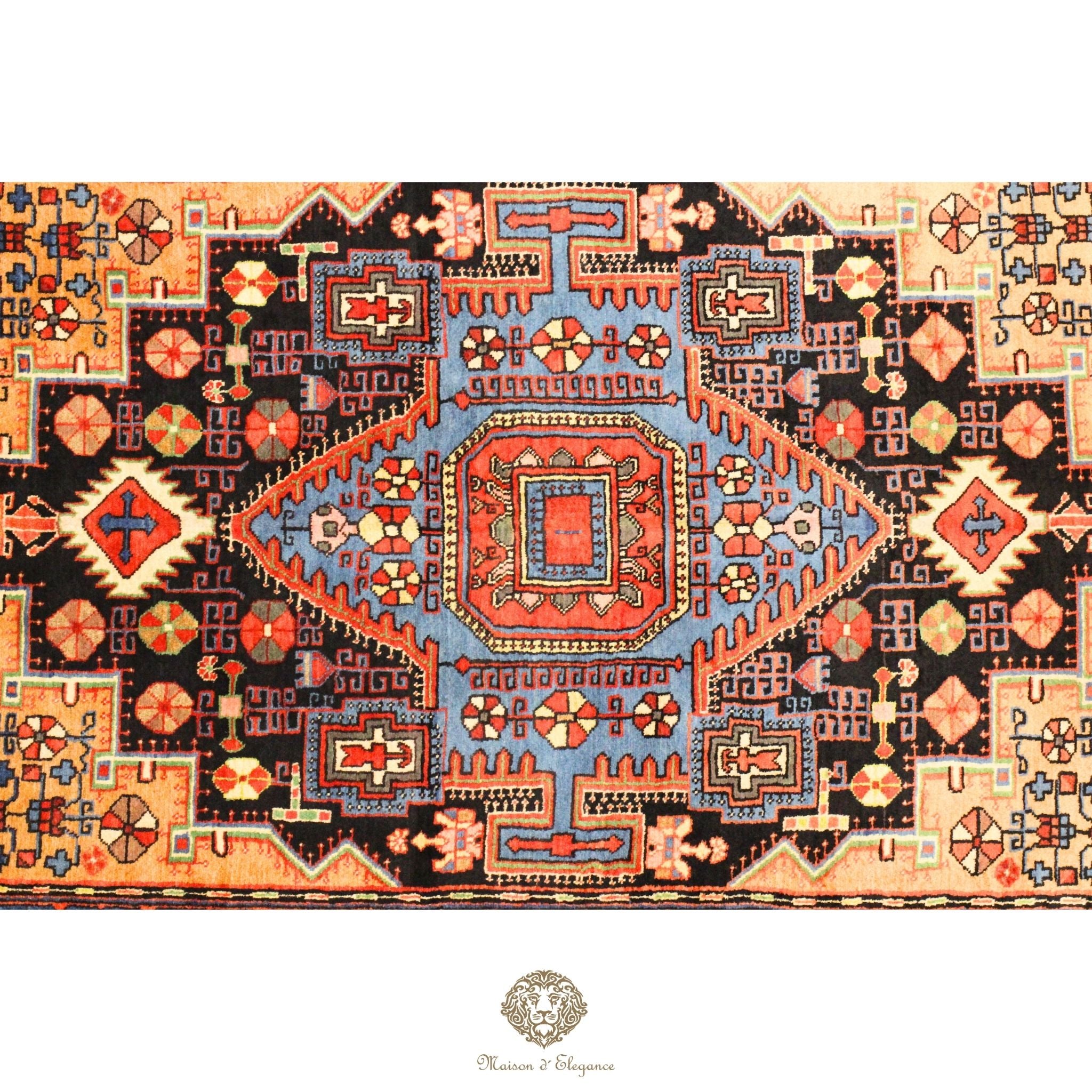 Alfombra Hamedan Lana Centro Geométrico Persa Tradicional 217 x 136 cm
