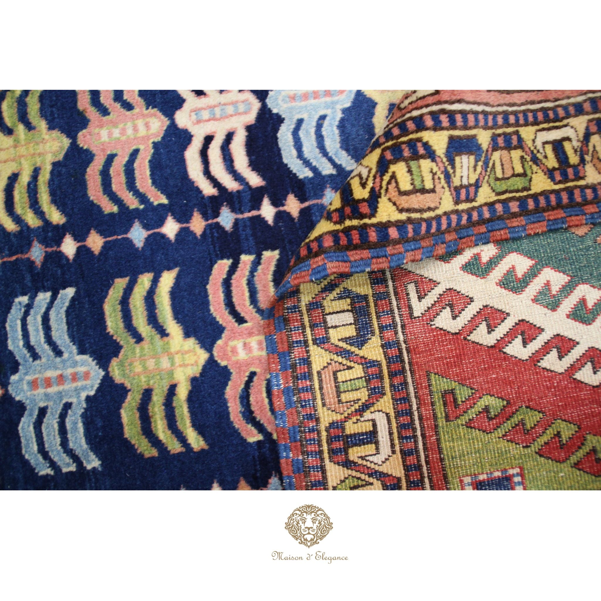 Alfombra Kazak Tribal Lana Fina - Diseño Geométrico 219 x 180 cm