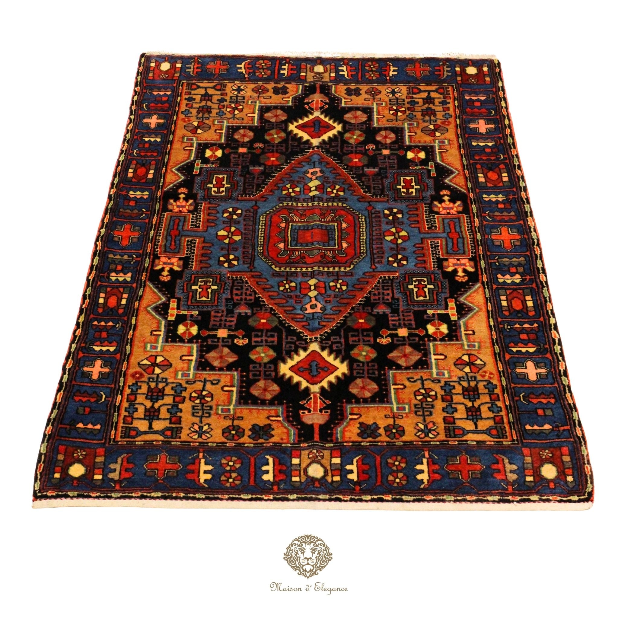 Alfombra Hamedan Lana Centro Geométrico Persa Tradicional 217 x 136 cm