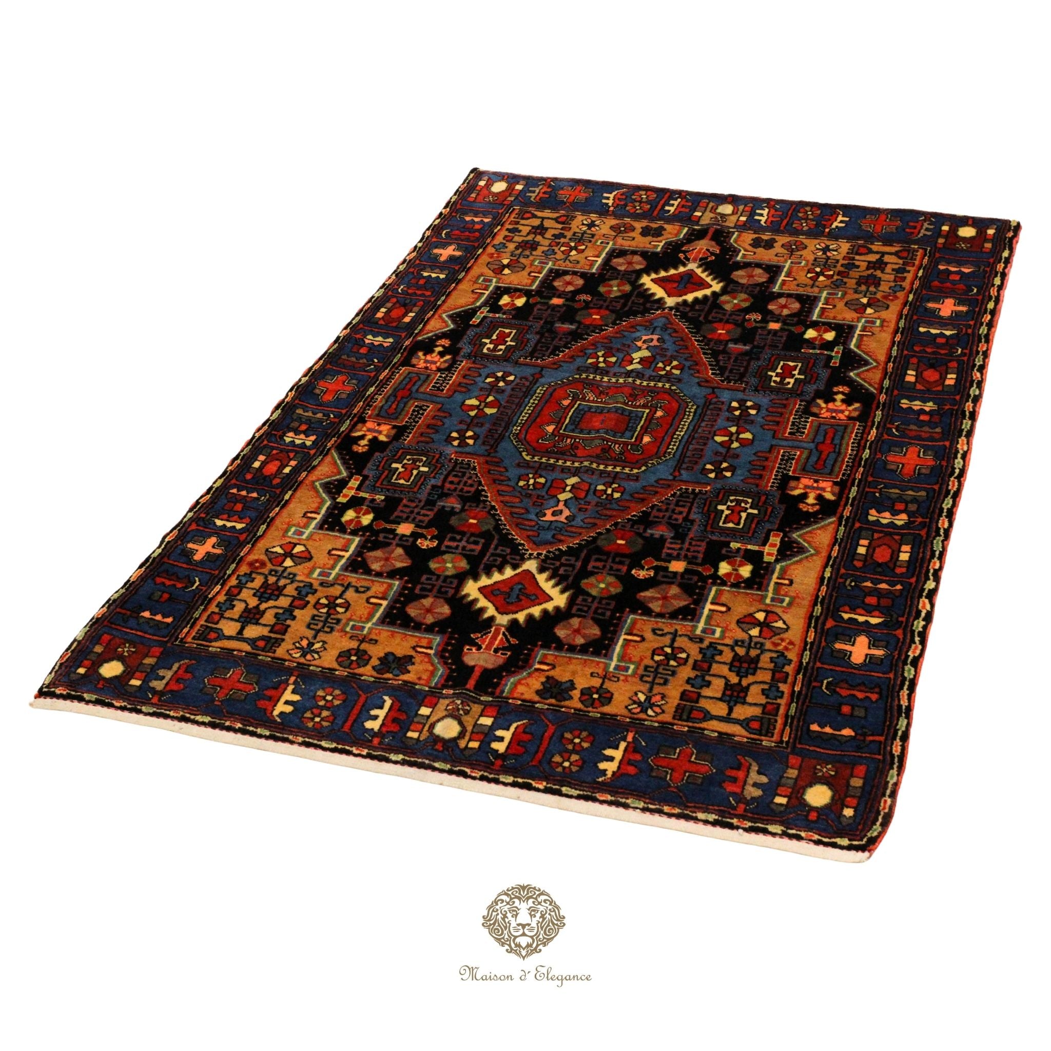 Alfombra Hamedan Lana Centro Geométrico Persa Tradicional 217 x 136 cm