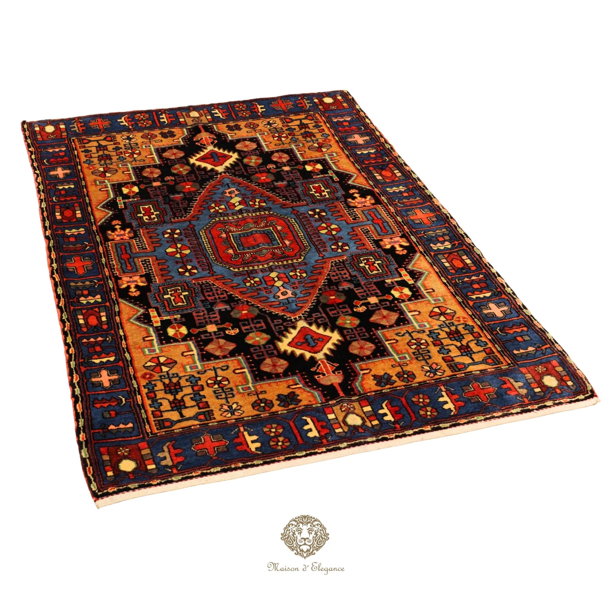 Alfombra Hamedan Lana Centro Geométrico Persa Tradicional 217 x 136 cm