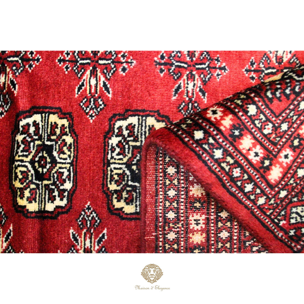 Alfombra Bukhara Lana Pata de Elefante Bordó Tradicional 258 x 199 cm