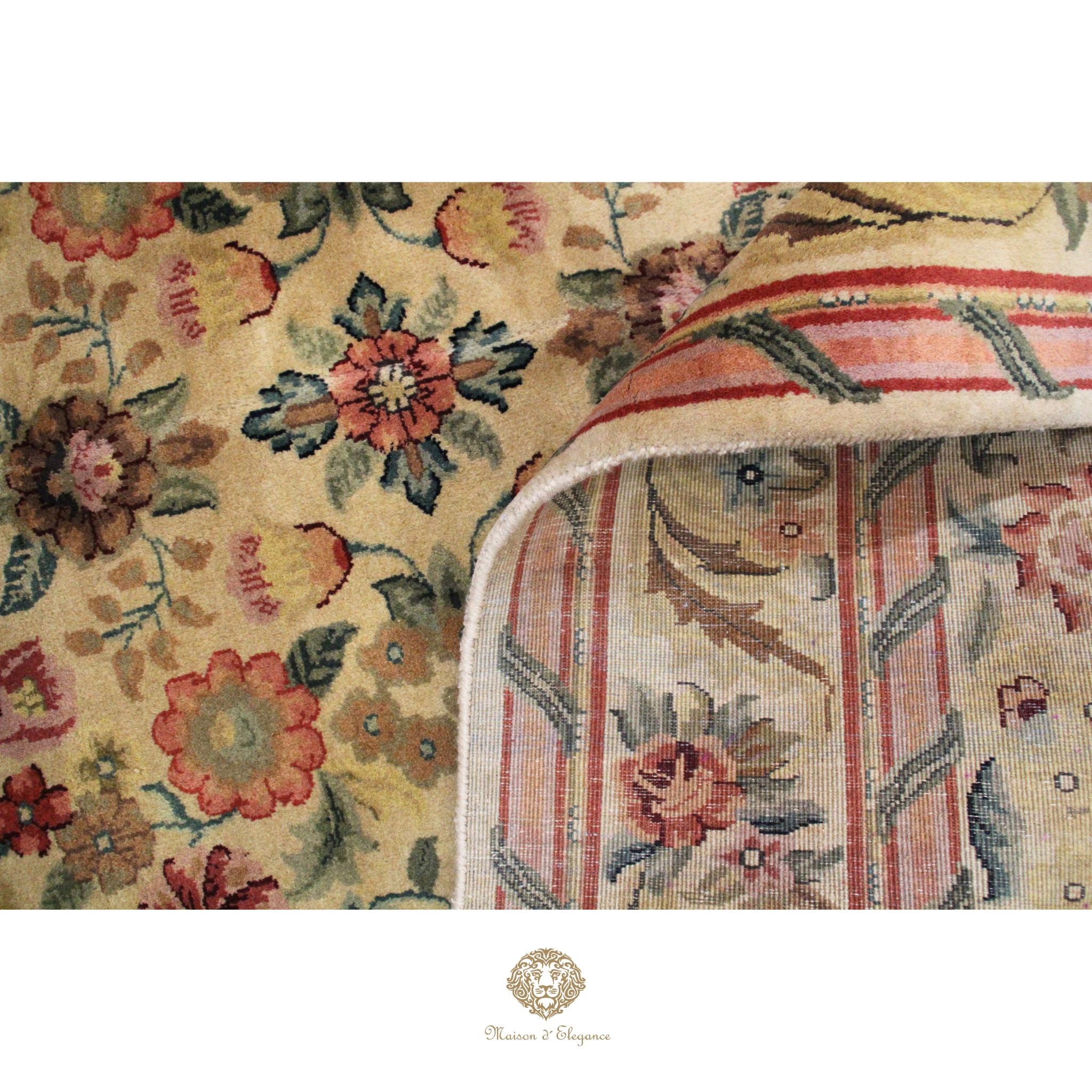 Alfombra Savonnerie Lana Diseño Floral Francés Hecha a Mano 264 x 170 cm