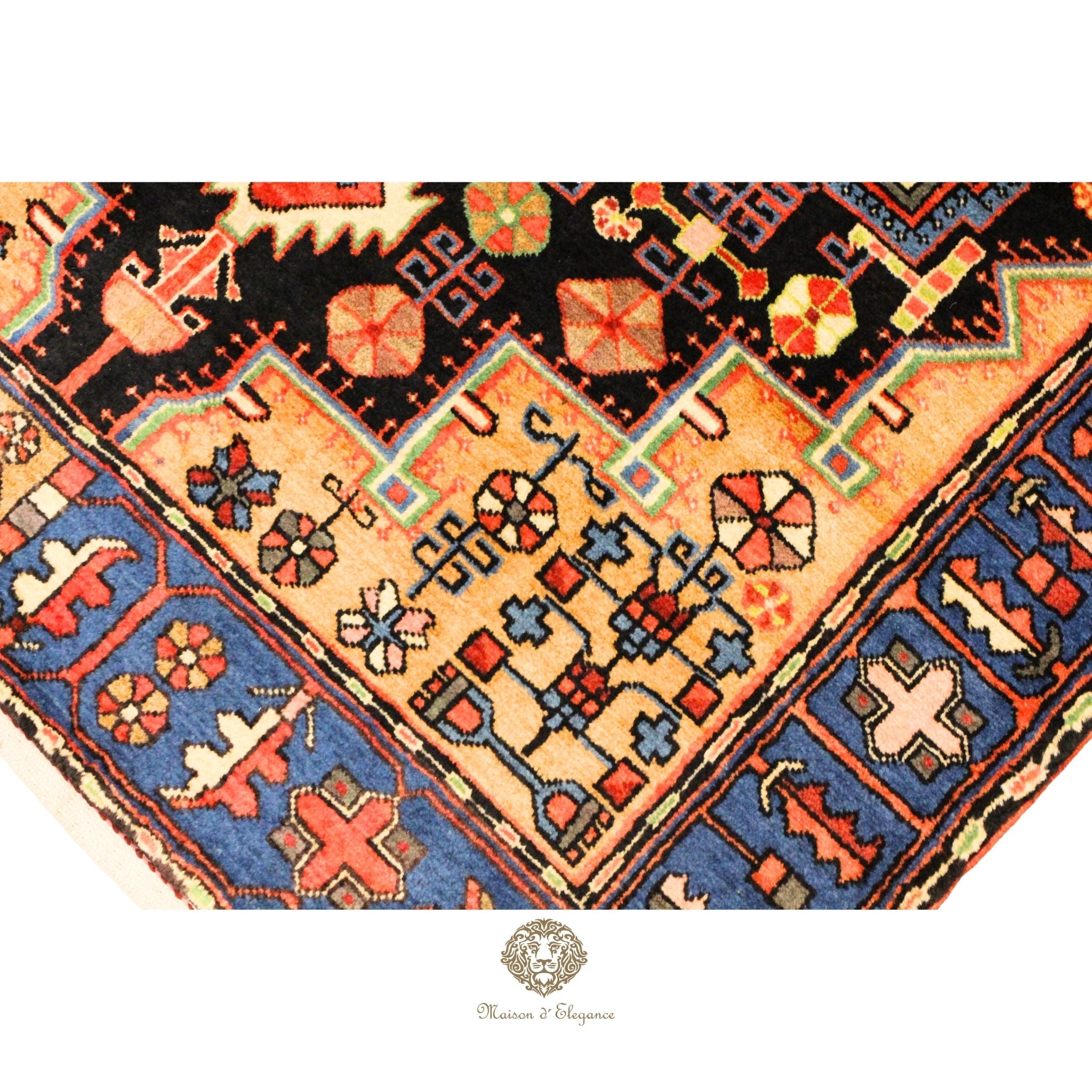 Alfombra Hamedan Lana Centro Geométrico Persa Tradicional 217 x 136 cm