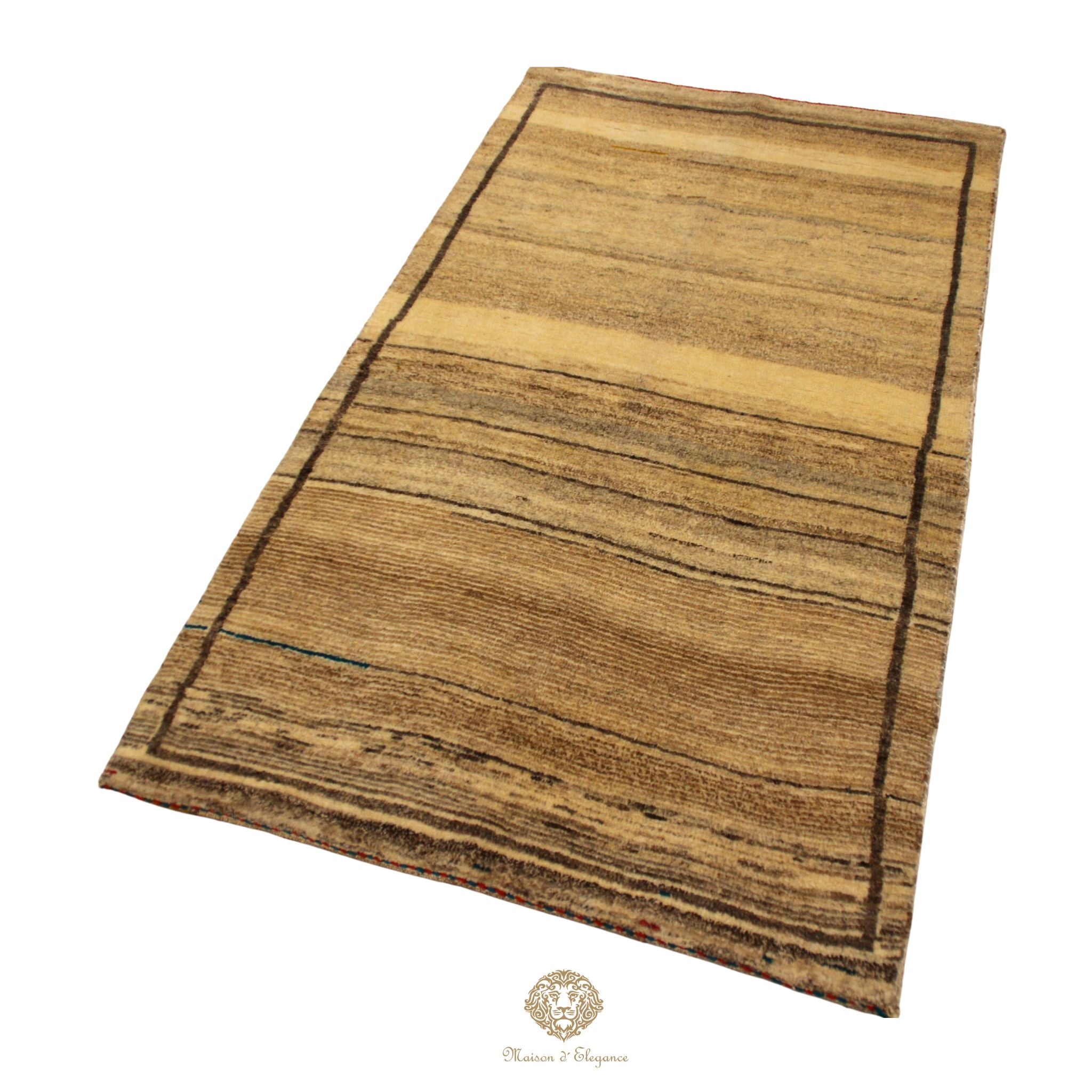 Alfombra Moderna Lana Natural Degradación Colores Neutros 163 x 93 cm