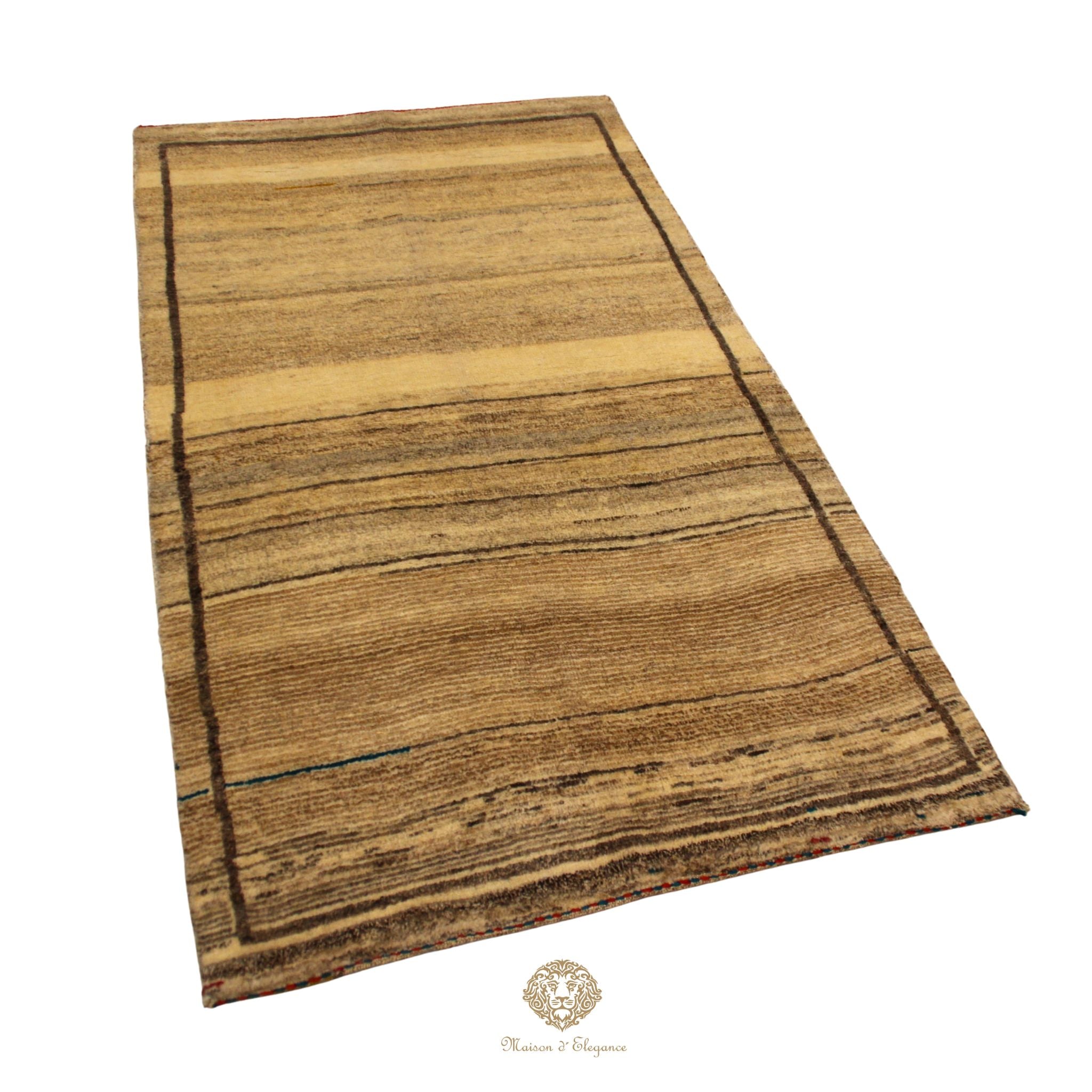 Alfombra Moderna Lana Natural Degradación Colores Neutros 163 x 93 cm
