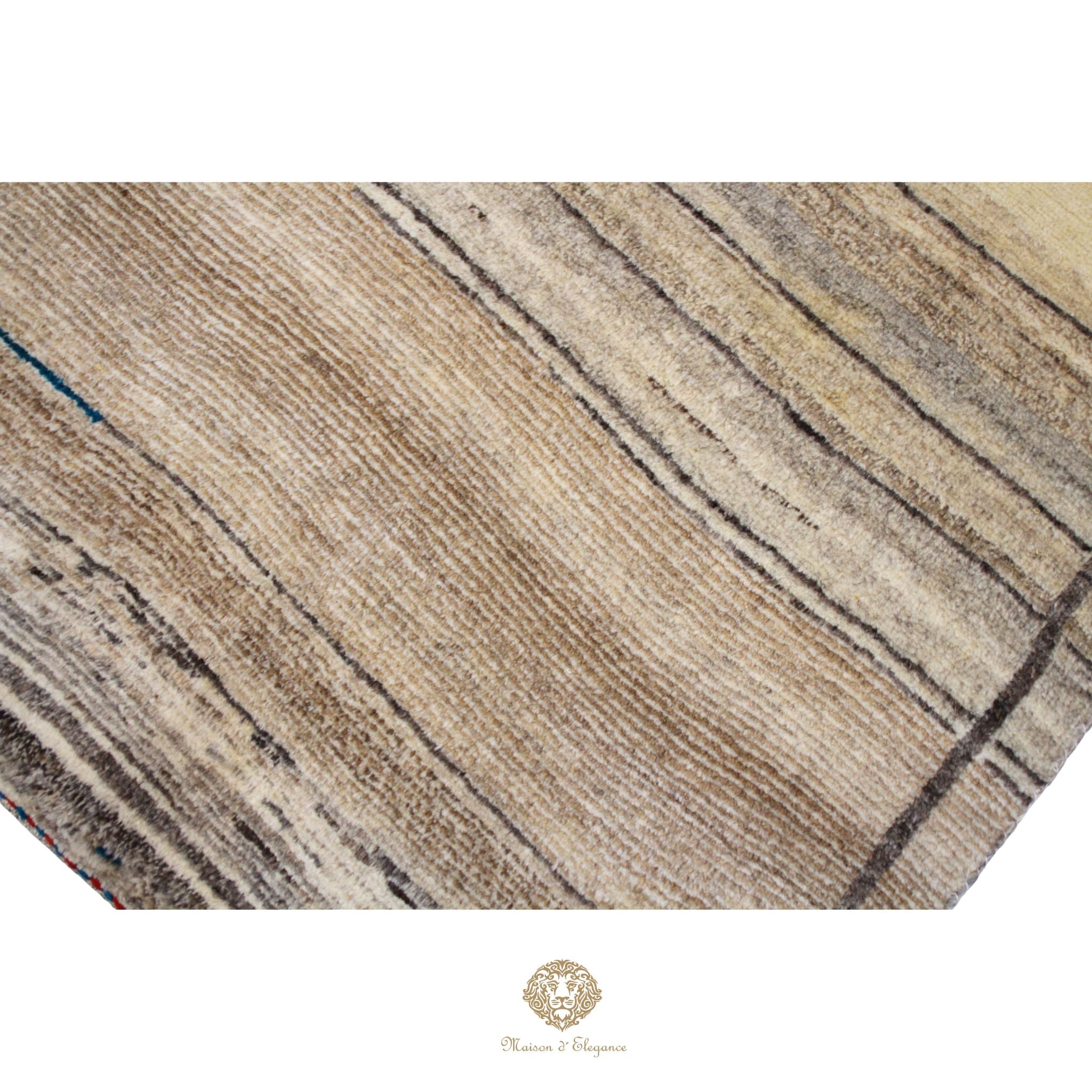 Alfombra Moderna Lana Natural Degradación Colores Neutros 163 x 93 cm