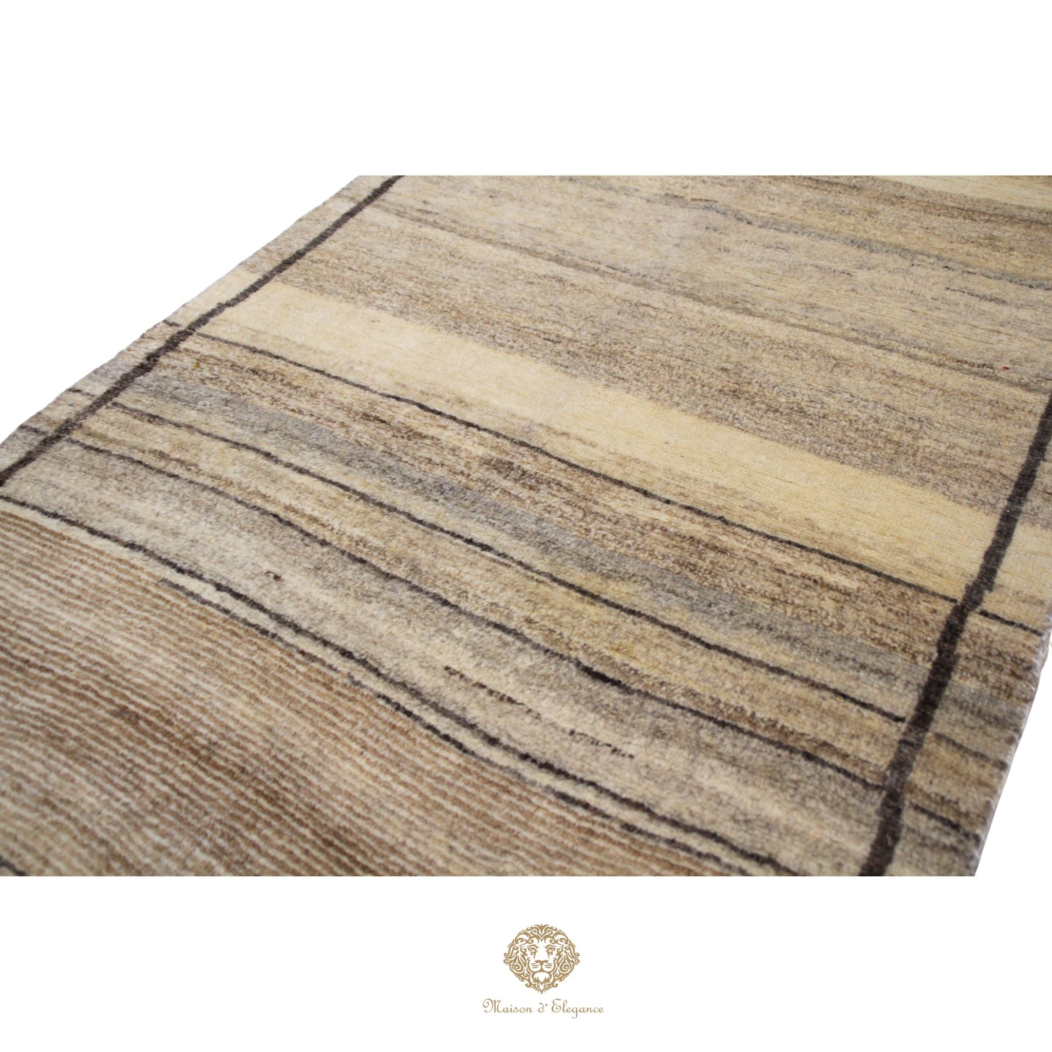 Alfombra Moderna Lana Natural Degradación Colores Neutros 163 x 93 cm