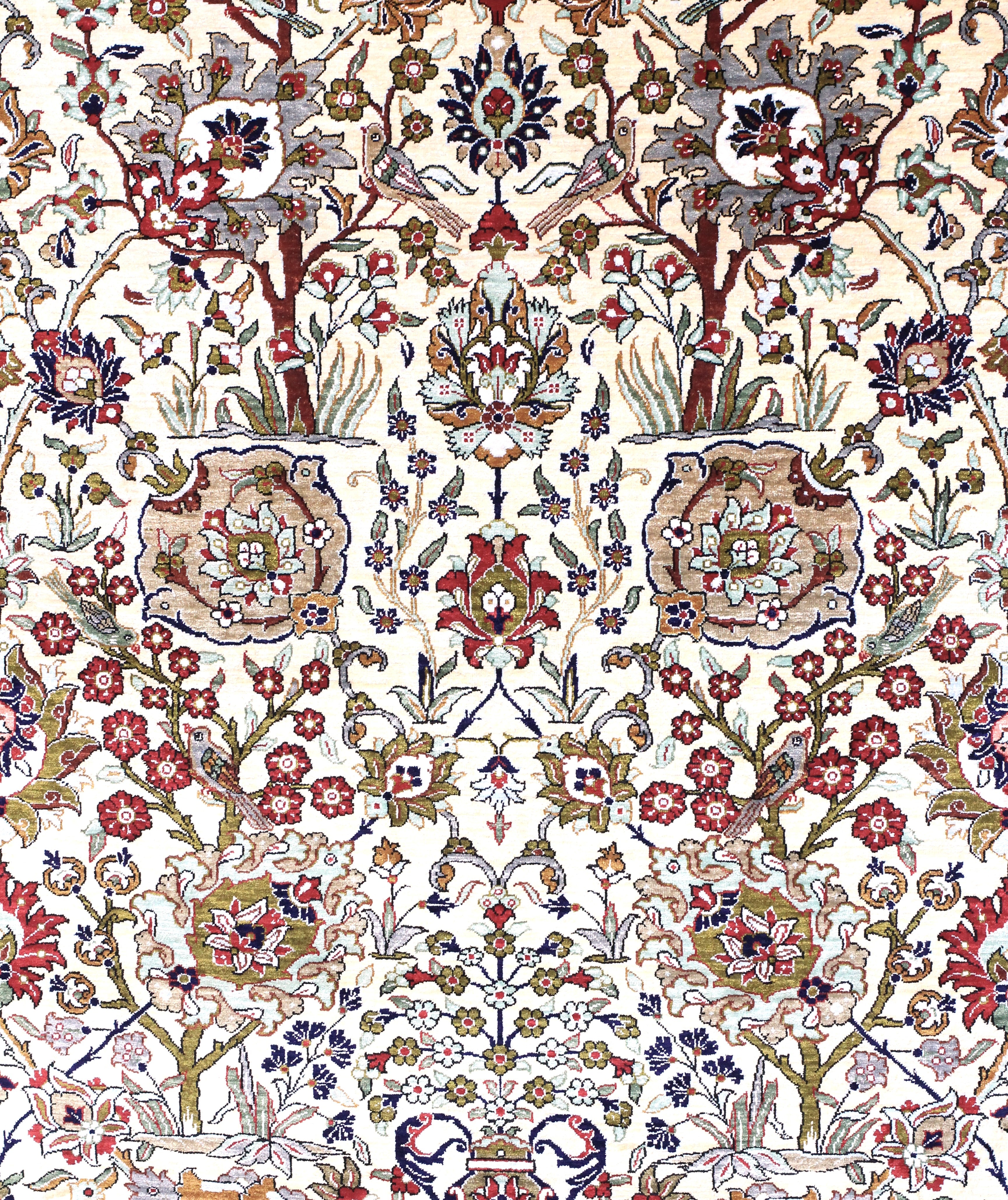 Decorative fabric pattern with flowers and leaves on a white background